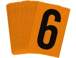 BradyLite 1 in Reflective Numbers Black on Orange, 6 25/PK