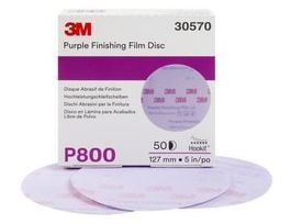 3M™ Hookit™ Purple Finishing Film Abrasive Disc 260L, 30570, 5 in, P800, 50 discs per carton, 4 cartons per case