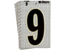 Glow in the Dark 5 in Black, Green Glow on Silver Number 9 10/PK