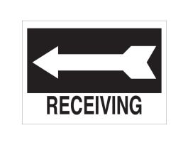Receiving Sign, 10" H x 14" W x 0.06" D, Polystyrene, Arrow Direction: Left