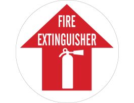 Anti Skid Floor Sign: Vinyl, Red On White, 17" Diameter, Fire Extinguisher, 17" Dia x 0.012" D, Red on White, Vinyl