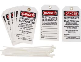 Tag DANGER ELECTRICIAN'S BLOCKING TAG SWITCH BLOCKED TO PROTECT LIFE 5.75x3 25PK