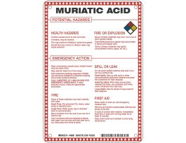 Muriatic Acid Potential Hazards Sign, 10" H x 7" W x 0.1" D, Black/Blue/Red/Yellow on White