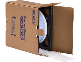 PermaSleeve Heat Shrink Wire and Cable Labels 1/4" Dia for 3" Core Printers - 1" White Single-Sided