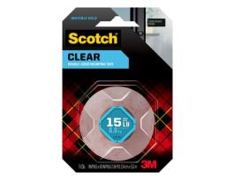 Scotch® Clear Double-Sided Mounting Tape 410S, 1 in x 60 in (2.54 cm x 1.52 m)