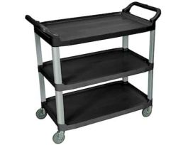 Serving Cart, Three Shelves, 300 lb, Black