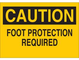 CAUTION Foot Protection Required Sign, 7" H x 10" W x 0.035" D, Aluminum