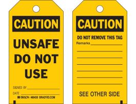 Safety Tag CAUTION Paper 5.75 x 3  Black on Yellow 100/PK