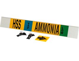 HSS VAP AMMONIA LOW Pipe Marker, 4" H x 24" W, Fits Pipes 8" Dia. or Larger