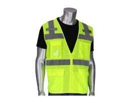 Class 2 Mesh Value Surveyors Vest 5 Pockets, Mic Tabs, Zipper