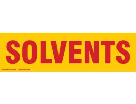 SOLVENTS Label, Red on Yellow, 7" H x 24" W x 0.006" D