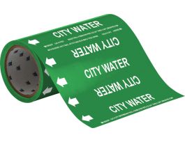 City Water Pipe Marker, 30' H x 8" W x 30' L, Roll of 30', Fits Pipes 2" Dia. or Smaller