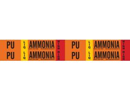 PU LIQ AMMONIA HIGH Pipe Marker, 1.125" H x 7" W, Card of 4 Each, Fits Pipes 0.75" Dia. Thru 2.375" Dia.