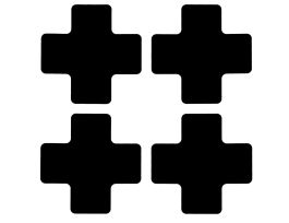 ToughStripe® Floor Marking Tape Cross-Shaped Center Marks -  Polyester, Solid Color, Black, 2" x 5"