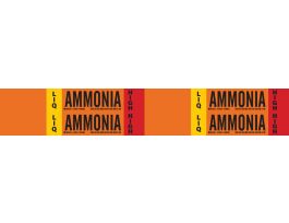 LIQ AMMONIA HIGH Pipe Marker, 1.125" H x 7" W, Card of 4 Each, Fits Pipes 0.75" Dia. Thru 2.375" Dia.