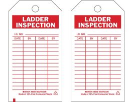 Safety Inspection Tag LADDER INSPECTION Heavy Duty Polyester 5.75x3 RD/WH 10PK