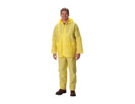 Rainsuit .25mm Single Ply PVC, Ylw, Self Collar, Bib Overall all