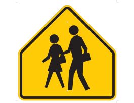 School Crossing Picto Sign, 30" H x 30" W x 0.097" D, Aluminum