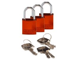 Compact Key Retain Lockout Aluminum Padlock 1in Aluminum Shackle KA Orange 3PK