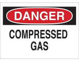 DANGER Compressed Gas Sign, 7" H x 10" W x 0.06" D, Polystyrene