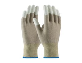 Nylon and Copper Fiber Yarns, Wht. PU Coated Finger Tips, LG