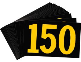 BradyLite 2.5 in Reflective Numbers Yellow on Black, 150 25/PK