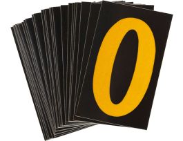 BradyLite 2.5 in Reflective Numbers Yellow on Black, O 25/PK