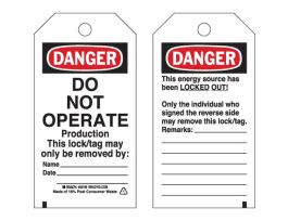 Tag DO NOT OPERATE THIS TAG MAY ONLY BE REMOVED Polyester 5.75x3 BK/RD/WH 25PK