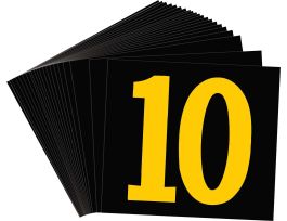 BradyLite 2.5 in Reflective Numbers Yellow on Black, 10 25/PK