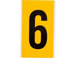 Outdoor Vinyl 6 in Black on Yellow Numbers 6 Card