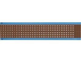 Consecutive Numbers  Wire Markers Vinyl Cloth, 1 to 33 White on Brown 1650 Total