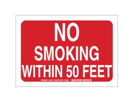 No Smoking Within 50' Sign, 10" H x 14" W x 0.006" D, Polyester
