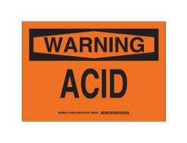 WARNING Acid Sign, 7" H x 10" W x 0.035" D, Aluminum