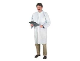 Polyethylene-Coated Polypropylene Lab Coats, Medium, case of 30