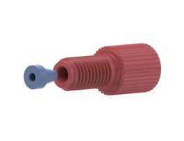 Flangeless Fitting, Standard Knurl, Red Acetal, 1/16" OD Tubing, 1/4-28 Flat-Bottom; 10/PK