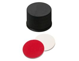 Screw Cap, Polypropylene, Black, 13 mm, Closed, Silicone/Red PTFE; 1000/pk