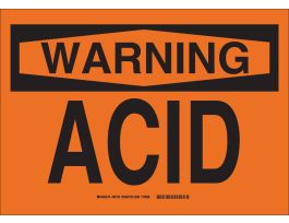 WARNING Acid Sign, 7" H x 10" W x 0.06" D, Polystyrene