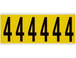 Repositionable Vinyl 3 in Black on Yellow, Numbers 4 Card of 6 Labels