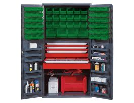 CABINET W/56 GREEN BINS STEEL 36X24X72IN