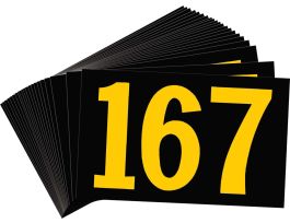 BradyLite 2.5 in Reflective Numbers Yellow on Black, 167 25/PK