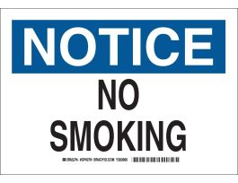NOTICE No Smoking Sign, 10" H x 14" W x 0.06" D, Polystyrene