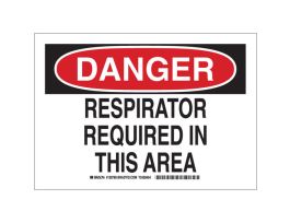 DANGER Respirator Required In This Area Sign, 10" H x 14" W x 0.035" D, Aluminum
