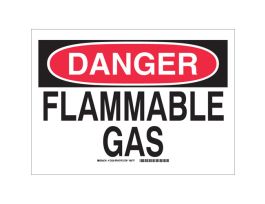 DANGER Flammable Gas Sign, 10" H x 14" W x 0.06" D, Polystyrene