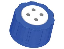 Solvent Bottle Cap, GL38/38-430 (glass), 4 Luer ports without valve; 1/ea