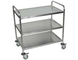 Multipurpose Utility Cart, Stainless Steel, Three Shelves, 200 lb Capacity