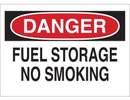 DANGER Fuel Storage No Smoking Sign, 10" H x 14" W x 0.006" D, Polyester