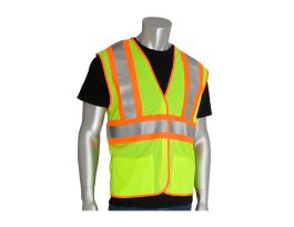 Class 2 Treated Poly, Mesh Vest H&L Closure, 2 Pocket, FR Tape