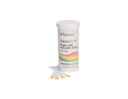 Plastic pH indicator strips, 5.0 to 9.0, flip top vial packaging