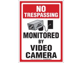 NO TRESPASSING Monitored By Video Camera Sign, 14" H x 10" W x 0.06" D, Polystyrene