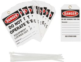 Danger Tag DO NOT OPERATE EQUIPMENT LOCKED OUT Polyester 5.75x3 BK/RD/WH 25/PK